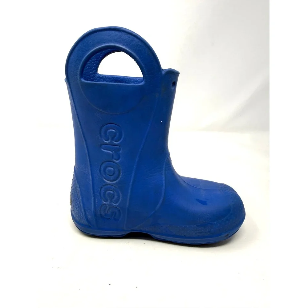 Crocs Kids Handle It Rain Boots Blue Waterproof Pull On Shoes C10 Size 10